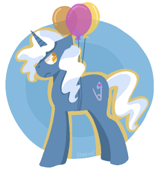 Size: 614x673 | Tagged: safe, artist:steeve, pokey pierce, pony, unicorn, abstract background, adobe imageready, balloon, looking back, male, no pupils, simple background, solo, stallion, transparent background