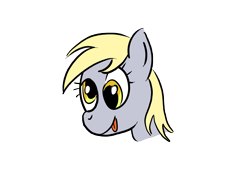 Size: 11880x9180 | Tagged: safe, artist:pixelgrip94, derpy hooves, pegasus, pony, absurd resolution, blonde mane, bust, female, gray coat, mare, simple background, smiling, tongue out, transparent background