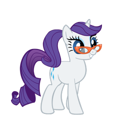 Size: 900x900 | Tagged: safe, artist:rarity6195, rarity, pony, unicorn, alternate hairstyle, female, glasses, looking at you, mare, ponytail, rarity's glasses, simple background, smiling, solo, transparent background, vector