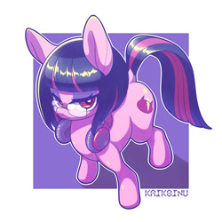 Size: 2000x2000 | Tagged: safe, artist:kaikoinu, earth pony, pony, dock, female, glasses, headphones, japan racing association, mare, not twilight sparkle, pop team epic, pop team epic kinen, sabukaru kuso hinba, solo