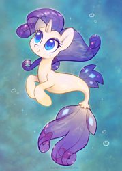 Size: 1800x2520 | Tagged: safe, artist:dawnfire, rarity, seapony (g4), unicorn, my little pony: the movie, cute, female, raribetes, seaponified, seapony rarity, smiling, solo, species swap