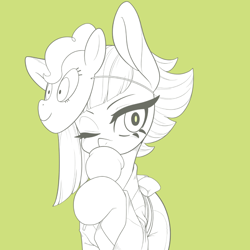 Size: 900x900 | Tagged: safe, artist:kaikoinu, limestone pie, pony, female, mare, mask, monochrome, sketch, solo