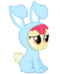 Size: 4442x5469 | Tagged: dead source, safe, artist:fluffywuffs, apple bloom, earth pony, pony, rabbit, family appreciation day, absurd resolution, adobe imageready, adorabloom, bunny bloom, bunny costume, clothes, cute, daaaaaaaaaaaw, female, filly, simple background, sitting, solo, transparent background