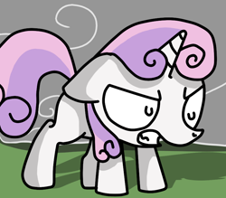 Size: 800x700 | Tagged: safe, artist:fkahndfriendz, sweetie belle, pony, unicorn, angry, cloud, female, filly, looking at you, solo