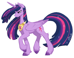 Size: 1200x943 | Tagged: safe, artist:amarynceus, twilight sparkle, twilight sparkle (alicorn), alicorn, pony, cloven hooves, female, hilarious in hindsight, mare, older, older twilight, peytral, raised hoof, simple background, solo, starry mane, transparent background, ultimate twilight, unshorn fetlocks