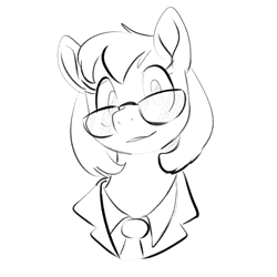 Size: 700x700 | Tagged: safe, artist:goat train, oc, oc only, oc:miss manager, pony, bust, clothes, glasses, monochrome, ponified, portrait, solo