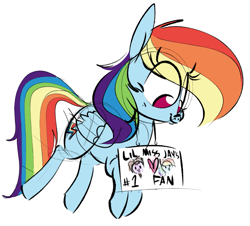 Size: 933x842 | Tagged: safe, artist:hattsy, rainbow dash, pegasus, pony, colored sketch, sign, solo