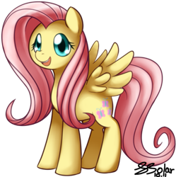 Size: 541x544 | Tagged: safe, artist:solar-slash, fluttershy, pegasus, pony, female, looking at you, mare, photoshop, simple background, solo, spread wings, transparent background, wings