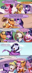 Size: 700x1598 | Tagged: safe, artist:solar-slash, applejack, cookie crumbles, hondo flanks, pinkie pie, rarity, spike, twilight sparkle, unicorn twilight, dragon, earth pony, pegasus, pony, unicorn, secret of my excess, comic, cookieflanks, female, greed spike, male, mare, parent, photoshop, rarity's parents, smiling, stallion