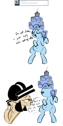 Size: 1190x2386 | Tagged: safe, artist:hattsy, oc, oc only, oc:cake head, oc:dunkie, pony, ask, cake, chubby, dialogue, food, tumblr, vulgar