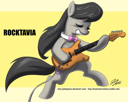 Size: 1800x1440 | Tagged: safe, artist:johnjoseco, octavia melody, earth pony, pony, female, guitar, mare, playing instrument, rocktavia, solo