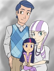 Size: 768x1024 | Tagged: safe, artist:thelivingmachine02, night light, twilight sparkle, twilight velvet, human, abstract background, clothes, dress, family, father and child, father and daughter, female, gimp, humanized, husband and wife, male, mother and child, mother and daughter, nightvelvet, parent and child, sparkle family, straight, younger