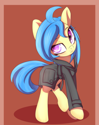 Size: 1994x2502 | Tagged: safe, artist:an-m, oc, oc only, oc:cold shine, pony, clothes, crossed hooves, female, mare, trenchcoat