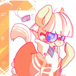 Size: 800x800 | Tagged: dead source, safe, artist:clockworkquartet, picture frame (character), picture perfect, earth pony, pony, camera, female, glasses, mare, solo
