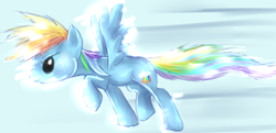 Size: 800x386 | Tagged: source needed, safe, artist:scenedo, rainbow dash, pegasus, pony, female, flying, mare, solo, spread wings, wings