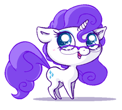 Size: 500x450 | Tagged: safe, artist:basserist, rarity, pony, unicorn, chibi, female, glasses, looking up, mare, simple background, solo, white background