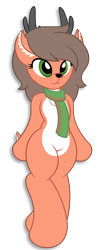 Size: 2783x6767 | Tagged: safe, artist:digiqrow, oc, oc only, oc:winter fawn, deer, semi-anthro, clothes, pale belly, scarf, simple background, solo, transparent background