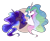 Size: 1024x832 | Tagged: dead source, safe, artist:ufodust, princess celestia, princess luna, alicorn, pony, bust, duo, eye markings, female, mare, missing accessory, portrait, royal sisters, signature, simple background, transparent background