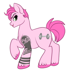 Size: 550x599 | Tagged: safe, artist:lulubell, pony, female, mare, overwatch, ponified, simple background, solo, tattoo, transparent background, zarya