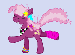 Size: 777x566 | Tagged: safe, artist:enma-darei, cheerilee, earth pony, pony, 80s, 80s cheerilee, blue background, braces, female, mare, simple background, solo