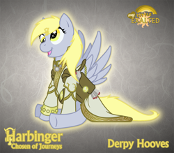 Size: 1280x1123 | Tagged: safe, artist:rhanite, derpy hooves, pegasus, pony, abstract background, crossover, exalted, female, mare, photoshop, sidereal exalted, sitting, solo