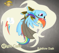 Size: 1280x1151 | Tagged: safe, artist:rhanite, rainbow dash, pegasus, pony, abstract background, anima banner, crossover, exalted, female, flying, gray background, mare, photoshop, simple background, solar exalted, solo