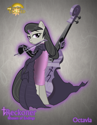 Size: 995x1280 | Tagged: safe, artist:rhanite, octavia melody, earth pony, pony, abstract background, bipedal, cello, crossover, exalted, female, gray background, mare, musical instrument, photoshop, sidereal exalted, simple background, solo