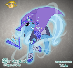 Size: 1280x1204 | Tagged: safe, artist:rhanite, trixie, pony, unicorn, abstract background, crossover, exalted, fan, female, gray background, magic, mare, photoshop, simple background, solo, telekinesis, terrestrial exalted