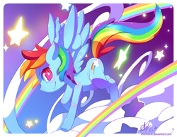 Size: 900x700 | Tagged: safe, artist:chicinlicin, rainbow dash, pegasus, pony, adobe imageready, female, mare, rainbow, solo, stars