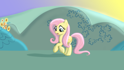 Size: 1280x720 | Tagged: safe, artist:ikillyou121, fluttershy, pegasus, pony, female, mare, photoshop, scared, shadow, solo, wallpaper