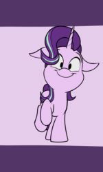 Size: 600x1000 | Tagged: dead source, safe, artist:anontheanon, starlight glimmer, pony, unicorn, abstract background, animated, blinking, colored, cute, dancing, female, floppy ears, frame by frame, gif, glimmerbetes, heffalumps and woozles, marching, mare, perfect loop, pink background, raised hoof, simple background, smiling, solo, weapons-grade cute