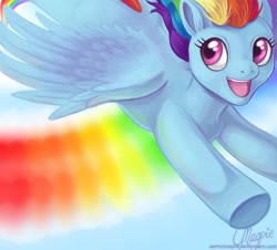 Size: 830x750 | Tagged: dead source, safe, artist:laurenmagpie, rainbow dash, pegasus, pony, female, flying, happy, mare, photoshop, solo, sonic rainboom