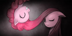 Size: 1200x600 | Tagged: safe, artist:saturnspace, pinkie pie, earth pony, pony, duality, eyes closed, female, mare, photoshop, pinkamena diane pie