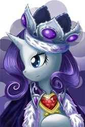 Size: 600x900 | Tagged: safe, artist:saturnspace, princess platinum, rarity, pony, unicorn, abstract background, bust, clothes, costume, female, fire ruby, mare, photoshop, portrait, solo
