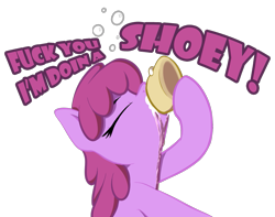 Size: 1013x799 | Tagged: safe, artist:neighday, berry punch, berryshine, earth pony, pony, alcohol, clothes, daniel ricciardo, drinking, drunk, female, formula 1, go home you're drunk, mare, shoes, shoey, simple background, solo, transparent background, vulgar