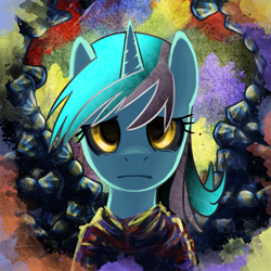 Size: 700x700 | Tagged: safe, artist:saturnspace, lyra heartstrings, pony, unicorn, abstract background, female, mare, photoshop, solo