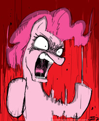 Size: 750x917 | Tagged: safe, artist:johnjoseco, pinkie pie, earth pony, pony, angry, female, mare, photoshop, pinkie promise, rage, solo