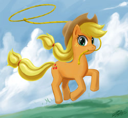 Size: 1500x1380 | Tagged: safe, artist:johnjoseco, applejack, earth pony, pony, female, lasso, mare, mouth hold, photoshop, running, solo