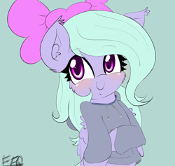 Size: 1900x1802 | Tagged: safe, artist:freefraq, flitter, pegasus, pony, blushing, clothes, cute, female, flitterbetes, hoodie, mare, simple background, solo, wings