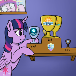 Size: 1280x1280 | Tagged: safe, artist:mkogwheel, princess cadance, twilight sparkle, twilight sparkle (alicorn), alicorn, pony, /mlp/, 4chan, 4chan cup, cup, hi anon, meme, trophy