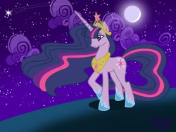 Size: 1024x768 | Tagged: safe, artist:street-angel, twilight sparkle, unicorn twilight, pony, unicorn, alternate timeline, alternate universe, big crown thingy, crescent moon, element of harmony, element of magic, female, hilarious in hindsight, jewelry, mare, moon, night, older twilight, photoshop, regalia, solo, ultimate twilight