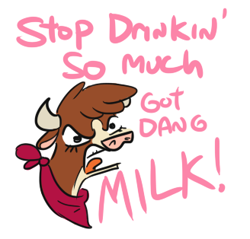 Size: 328x314 | Tagged: safe, artist:jargon scott, arizona cow, cow, them's fightin' herds, bandana, bust, community related, dialogue, female, open mouth, simple background, solo, white background, yelling