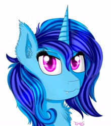 Size: 2200x2500 | Tagged: safe, artist:tlmoonguardian, oc, oc:sapphire soulfire, pony, unicorn, commissioner:sapphie, ear fluff, fluffy, looking at you, pink eyes, solo, unicorn sapphire soulfire