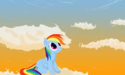 Size: 1920x1152 | Tagged: safe, artist:angelthundergrl, rainbow dash, pegasus, pony, cloud, cutie mark, female, hooves, lineless, mare, on a cloud, photoshop, sitting, sitting on cloud, sky, solo, wallpaper, wings