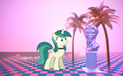 Size: 2560x1600 | Tagged: safe, artist:parclytaxel, artist:timeymarey007, artist:tyamat, edit, oc, oc only, oc:spring starflower, pony, unicorn, aesthetics, choker, cute, freckles, male to female, recolor, simple background, trans girl, transgender, vaporwave, vector, wallpaper