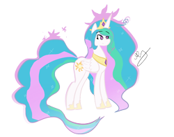 Size: 900x713 | Tagged: dead source, safe, artist:strobo-pop, princess celestia, alicorn, pony, female, mare, simple background, solo