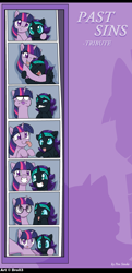 Size: 1080x2230 | Tagged: safe, artist:droll3, twilight sparkle, oc, oc:nyx, alicorn, pony, unicorn, photo booth