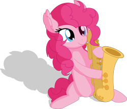 Size: 8625x7385 | Tagged: safe, artist:cyanlightning, pinkie pie, earth pony, pony, .svg available, absurd resolution, cute, diapinkes, ear fluff, female, mare, musical instrument, saxophone, simple background, solo, transparent background, vector