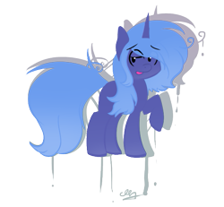 Size: 541x500 | Tagged: dead source, safe, artist:strobo-pop, princess luna, pony, unicorn, female, mare, messy mane, race swap, s1 luna, simple background, solo, transparent background