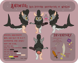 Size: 6004x4840 | Tagged: safe, artist:tentavamp, oc, oc:animus, draconequus, absurd resolution, draconequus oc, fluffy, reference sheet, sword, weapon